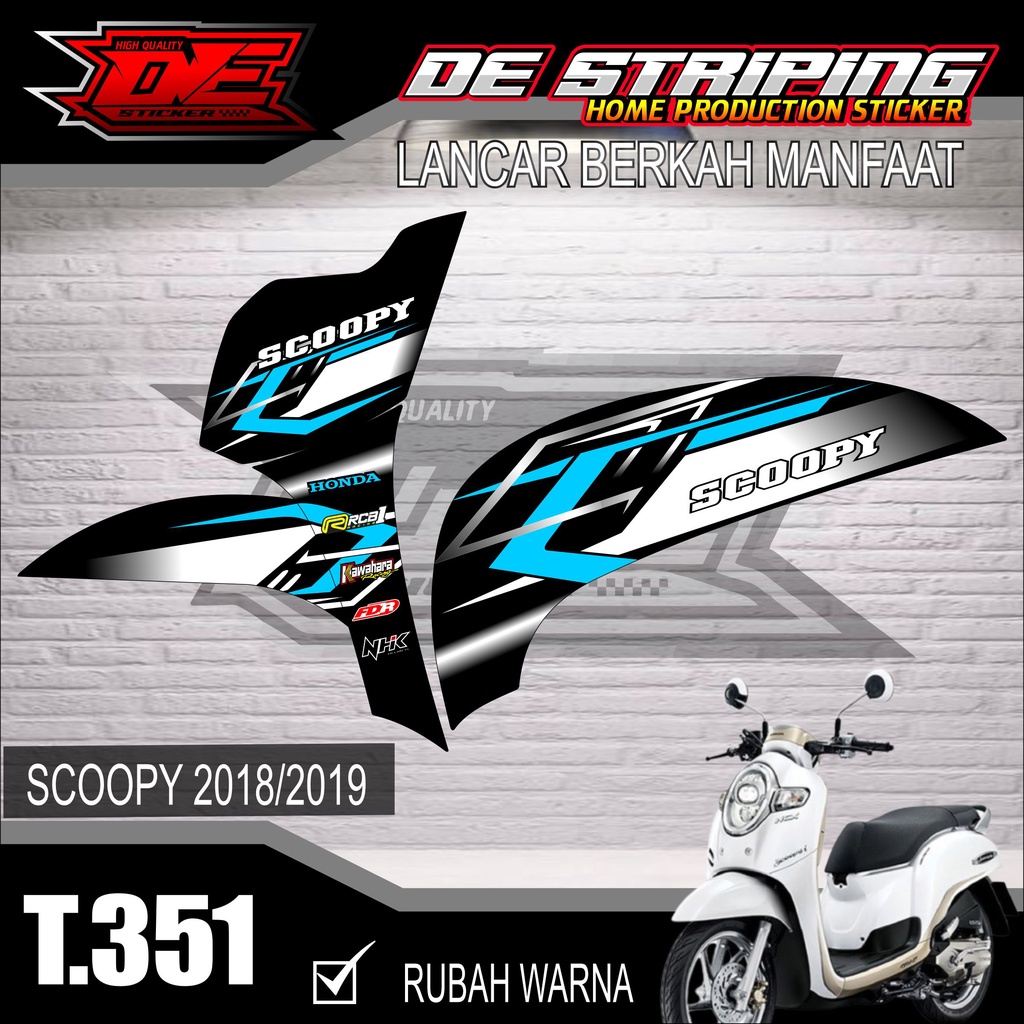 Striping Stiker Motor Scoopy 2018-2019 Semifull Keren Motif Balab T351