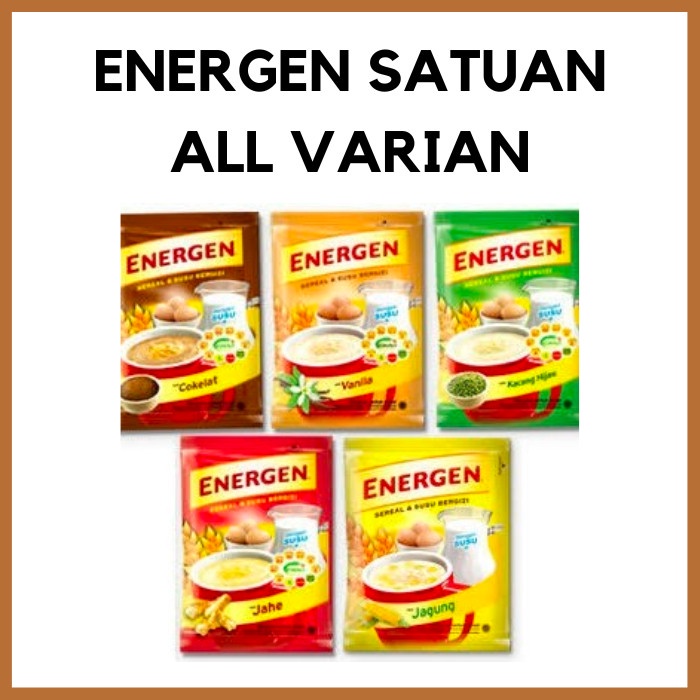 Energen Satuan Minuman Sereal Coklat Vanilla Jagung Jahe Kacang Hijau