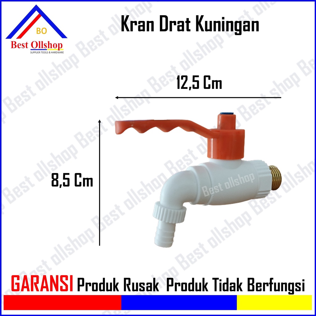 Kran Air PVC Jumbo Drat Kuningan 1/2 / Keran Kran Air Tembok Taman Plastik Murah