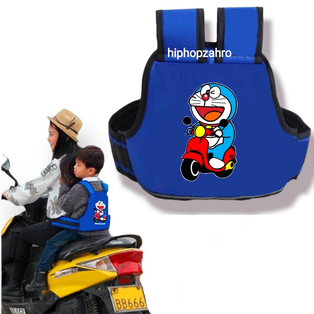 SABUK PENGAMAN BONCENGAN MOTOR ANAK MODEL MINI SABLON DORAEMON