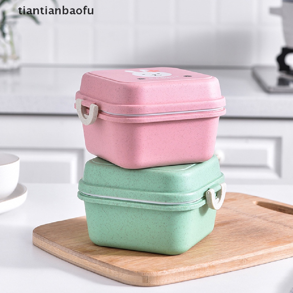 Kotak Makan Siang Bento Mini Lapis Ganda Bentuk Bulat Desain Hewan Gaya Jepang Untuk Anak