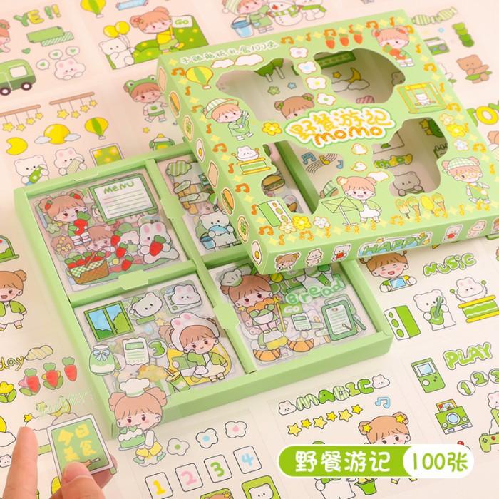 

stiker aesthetic Lucu Transparant 1 Box isi 100 Lembar