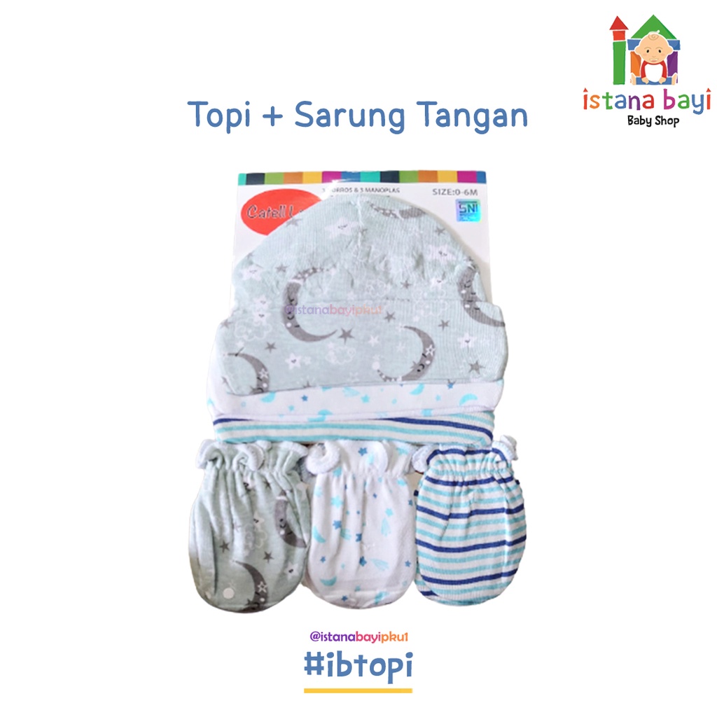 Catell Love Topi + Sarung Tangan Bayi  Isi 3 - Topi Set Bayi