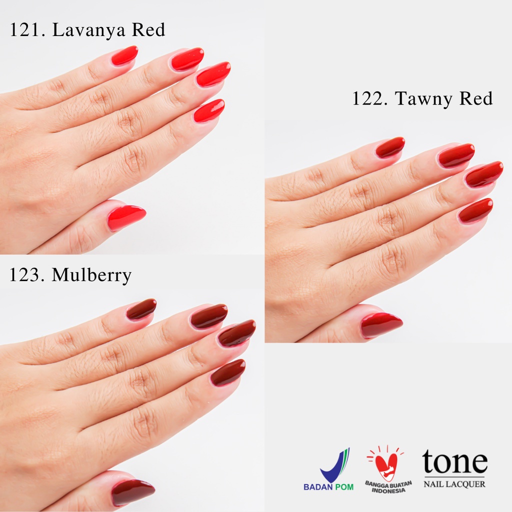 Kutek TONE Red Series Nail Polish BPOM Seri Warna Merah High Quality