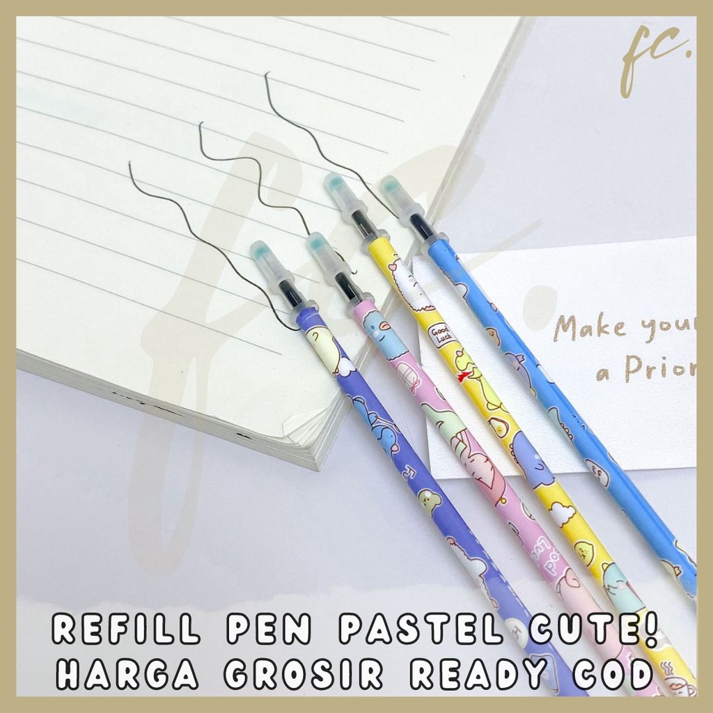 

Paket Refill Pulpen / Pen Gel Tinta Hitam Kartun Korea Pastel Cute Monster Cartoon Lucu Harga Grosir Ready COD