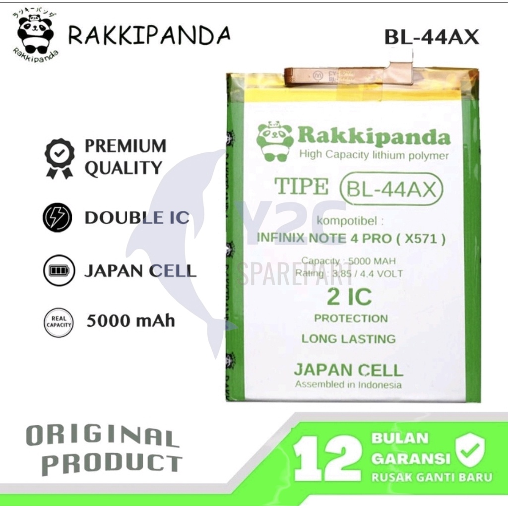 RAKKIPANDA BL-44AX INFINIX NOTE  4 PRO / X571 BATERAI BATRAI BATREI BATRE BATERE DOUBLE POWER