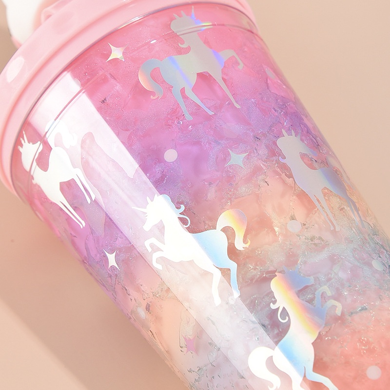 Botol Minum 450ml Jerami Tumbler Glitter Uni-corn Premium Quality