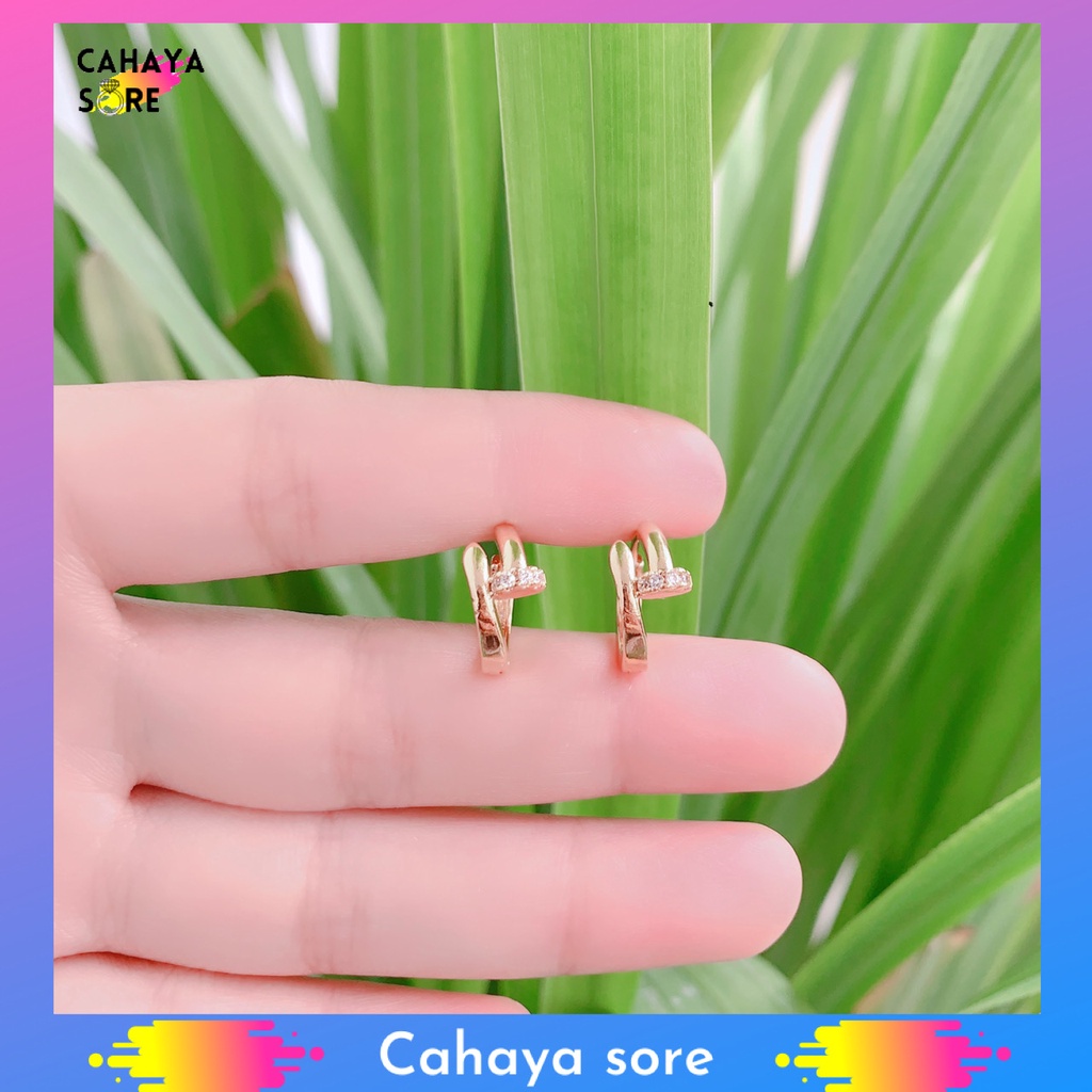 Anting Xuping Gold Anting Dewasa Model Clip Permata Kupu - Kupu AD15