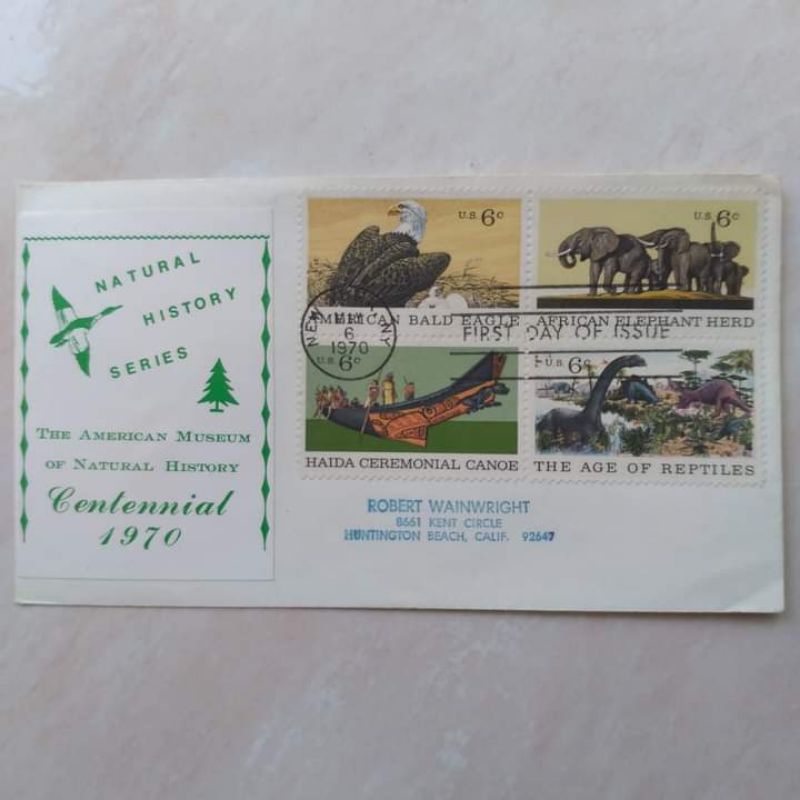 

Prangko Filateli Sampul FDC SHP USA American Mùseùm of Nàtùral Històry Centennial 1970