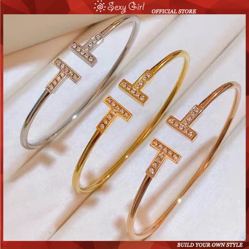 Perhiasan Gelang Berlian Warna Rose Gold Gaya Korea Untuk Perempuan