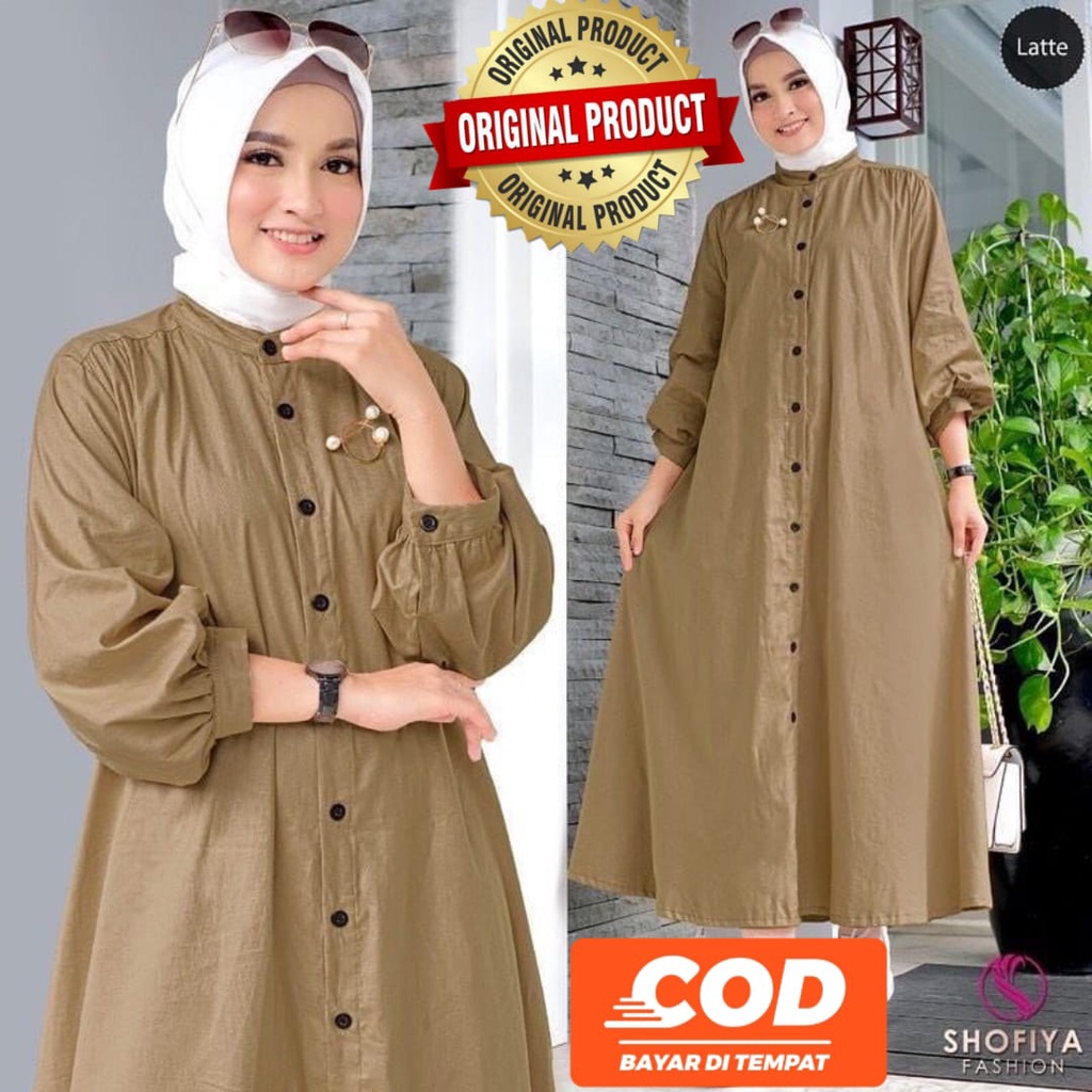 QUEEN6464/PIYA MIDI DRESS TERBARU DRESS KEKINIAN PAKAIAN WANITA TERLARIS DRES POLOS MASAKINI MIDI DR
