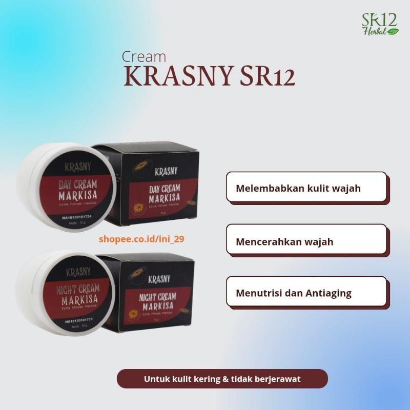 TERLARIS !! KRIM UNTUK KULIT NORMAL DAN KERING ( KRASNY KRIM SR12 ) KRIM PENCERAH KRIM PEMUTIH ALAMI