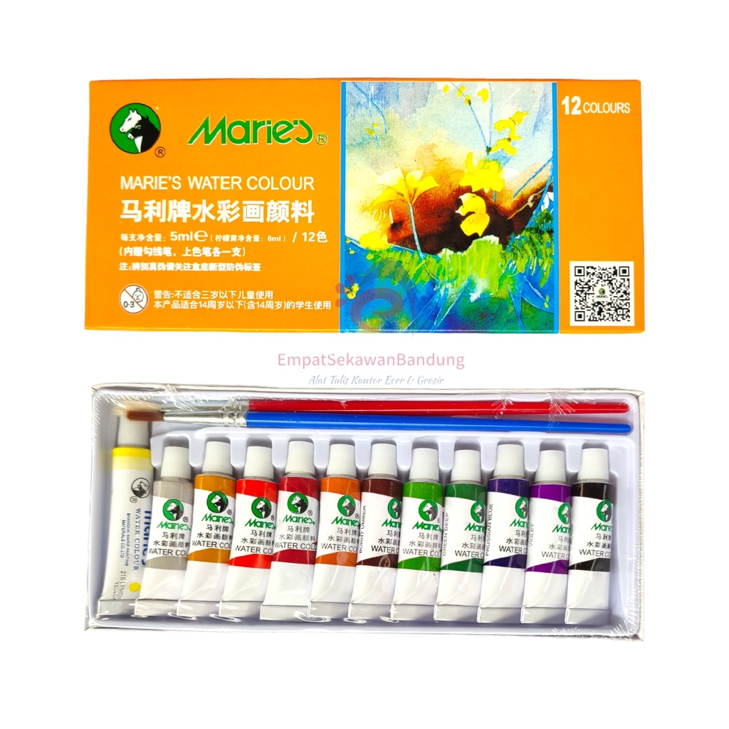 

Maries Water Colour E1325 - 12 Warna / Maries Cat Air 12 Warna 5 ML – Set SHESB