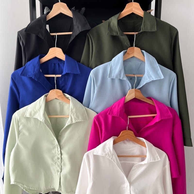 XAVIRO  - ZEC OOTD Kemeja Wanita IFAN / Long Lexa Sakura Crop Kemeja / Atasan Kekinian Hits Terbaru 