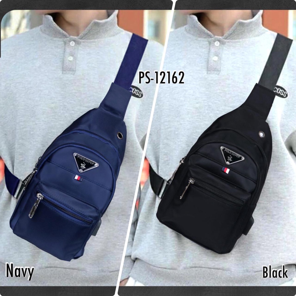 Sling bag Polo Super Original Tas Selempang Dada Pria Tas Dada Import USB Portable #12162