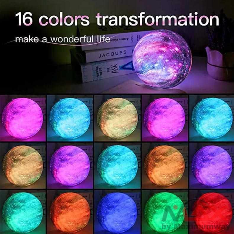 Lampu Meja Pajangan Meja 16 warna dengan Remote lampu emergency mati lampu lilin Tidur 3D Galaxy Bulan Planet Night Light Lamp 16 Color Moon Lamp Galaxy Lamp LED 3D Moon Light Lava Lamp, Star Lamp Moon Night Light Gifts Birthday Gifts Hadiah ulang tahun