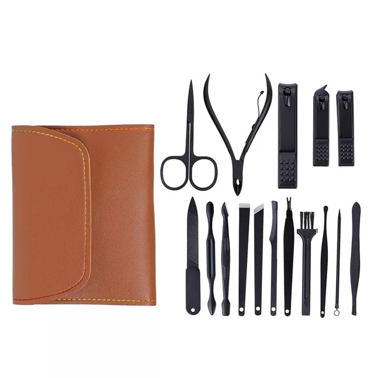 Manicure Set Pedicure 18in1 Peralatan Menicure Multifungsi  Stainless Stell Anti Karat Rose Gold Gunting Kuku Portable Tools Premium F631