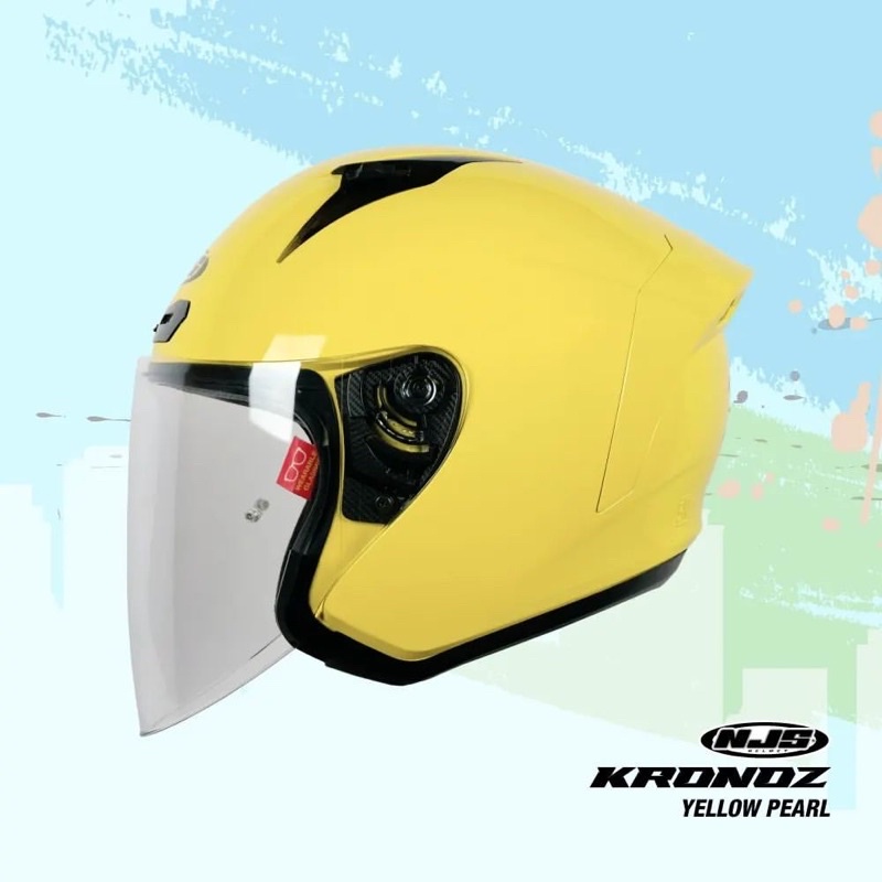 NJS KRONOZ WHITE HELM HALF FACE-YELLOW