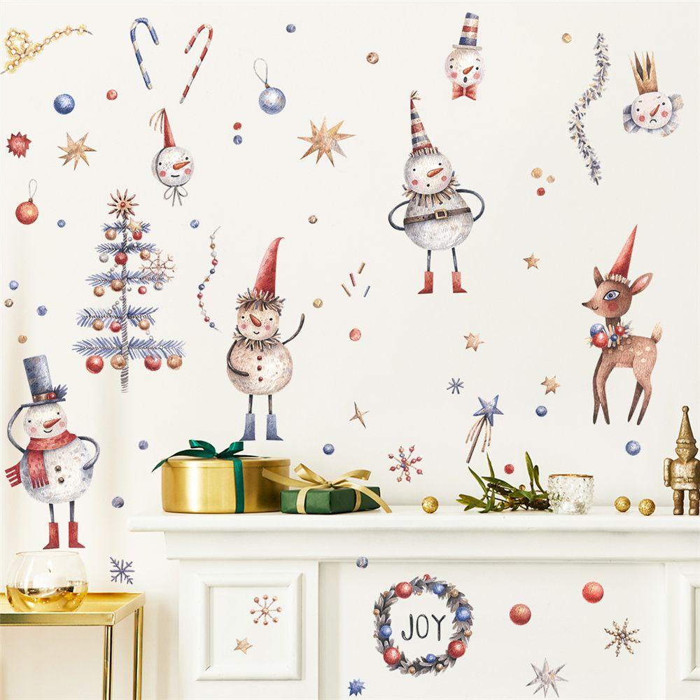 Solighter Stiker Dinding Dekorasi Rumah Cabang Kaca2022Tahun Baru Pintu Merry Christmas Wall Decals