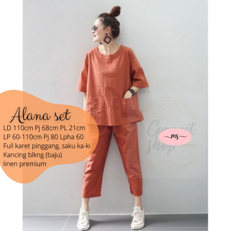 COD  ALANA SET / SETELAN WANITA MODIS TERBARU / SETELAN WANITA KEKINIAN / SETELAN WANITA LINEN / SET