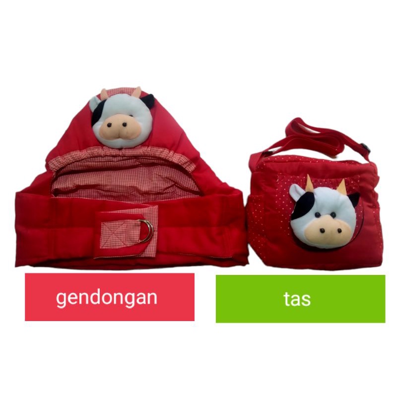 tas boneka plus gendongan samping kerut sapi