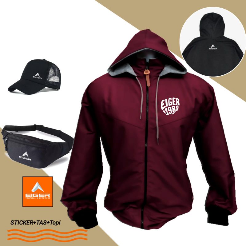 Jaket parasut outdoor - special jaket gunung free topi&tas