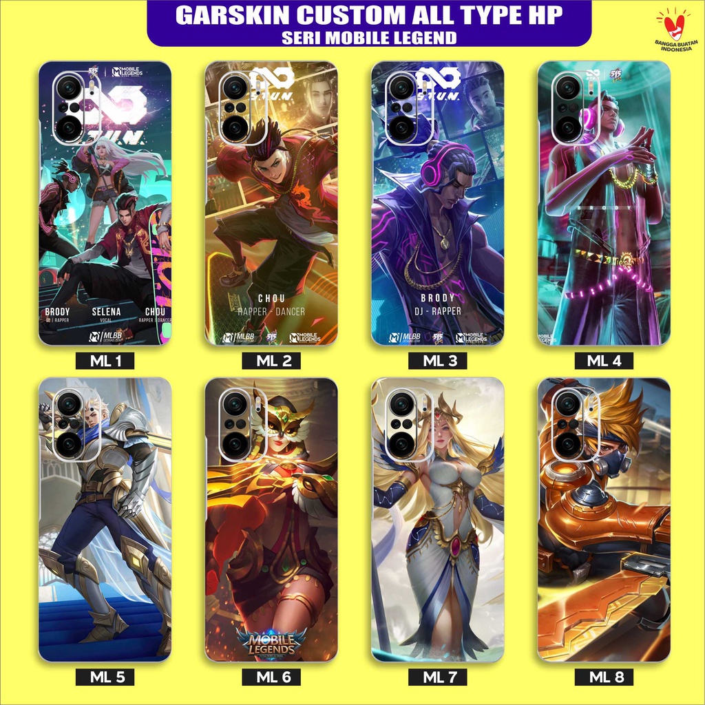 Garskin Skin Handphone Custom MLBB Untuk Semua Type HP