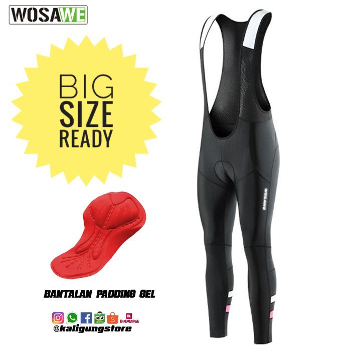 Jual WOSAWE Celana Panjang Ketat Bib Sepeda Padding Gel Cycling bib