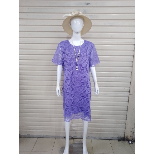 Dres brukat khusus ungu muda uk XL