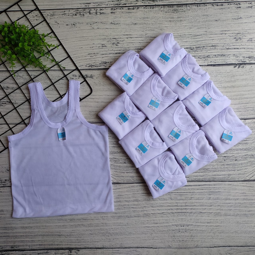 Kaos Dalam Anak Lusinan Anak 12 Pcs Singlet Anak perempuan Laki-laki Putih Polos Murah