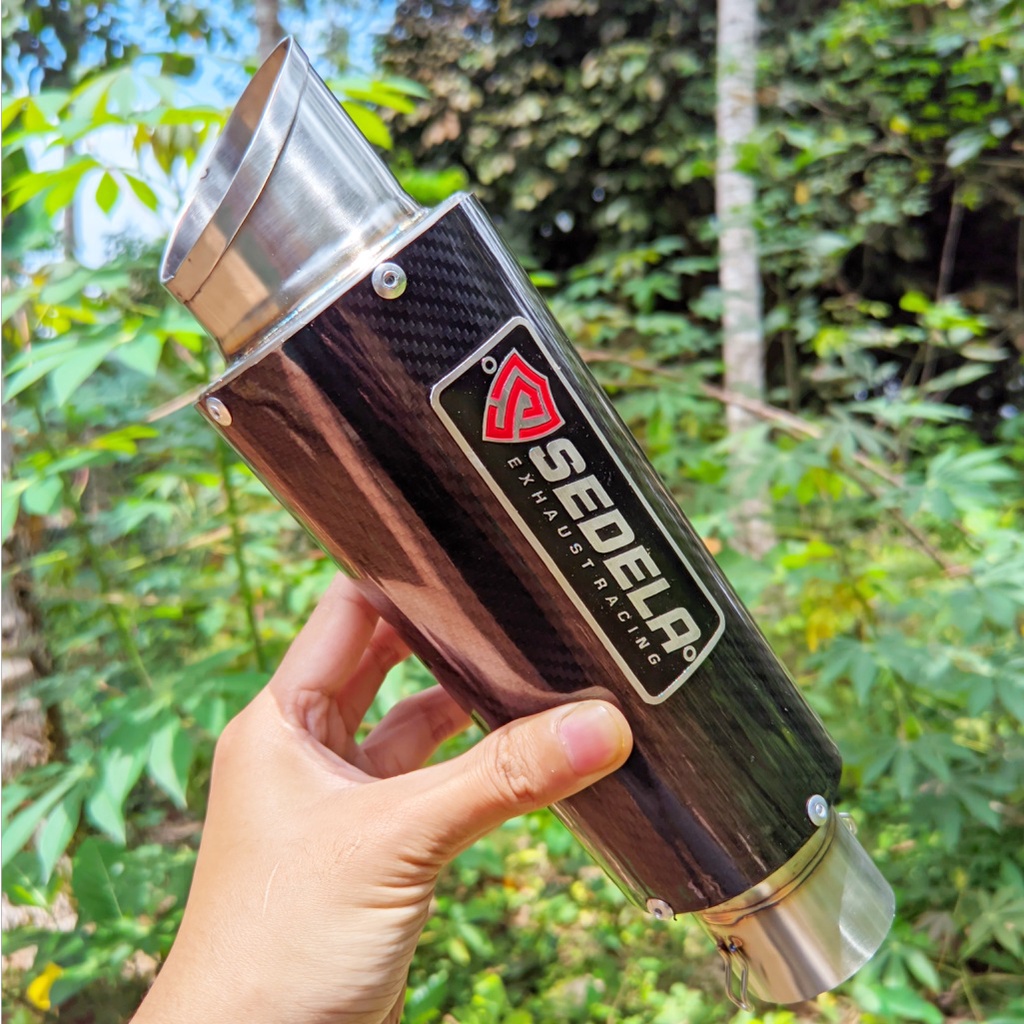 KNALPOT ORIGINAL SEDELA EXHAUST CARBON SLENCER ONLY SUARA NGEBASS GAHAR COCOK 150-250CC