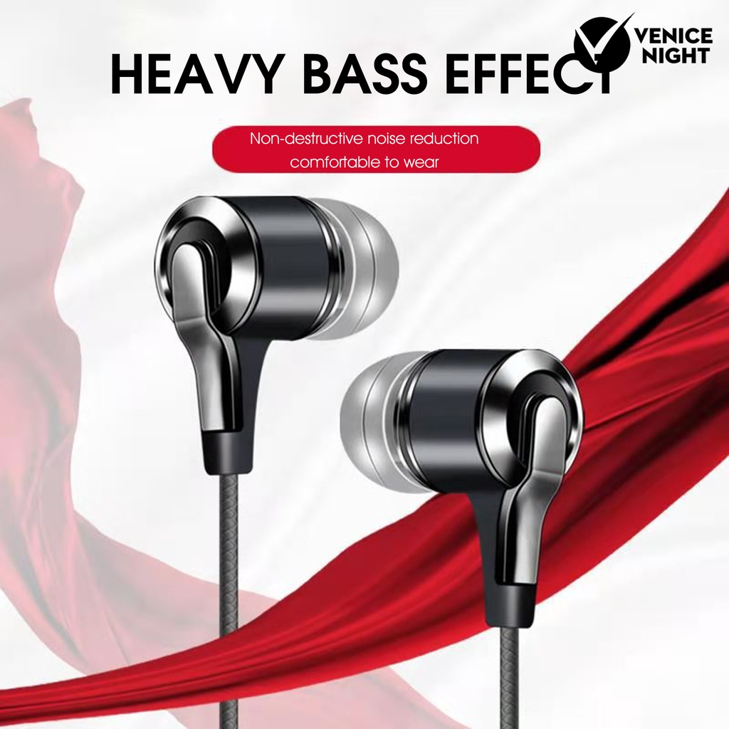 (VNEP) (Berkabel) Earphone In ear Mega Bass Dengan Mic Untuk Handphone