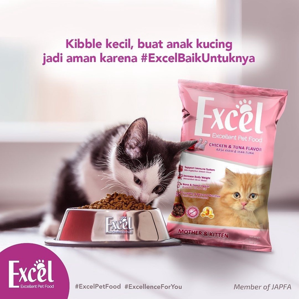 Excel Ikan Tuna dan Mother Kitten Makanan Kucing Murah FEFARM