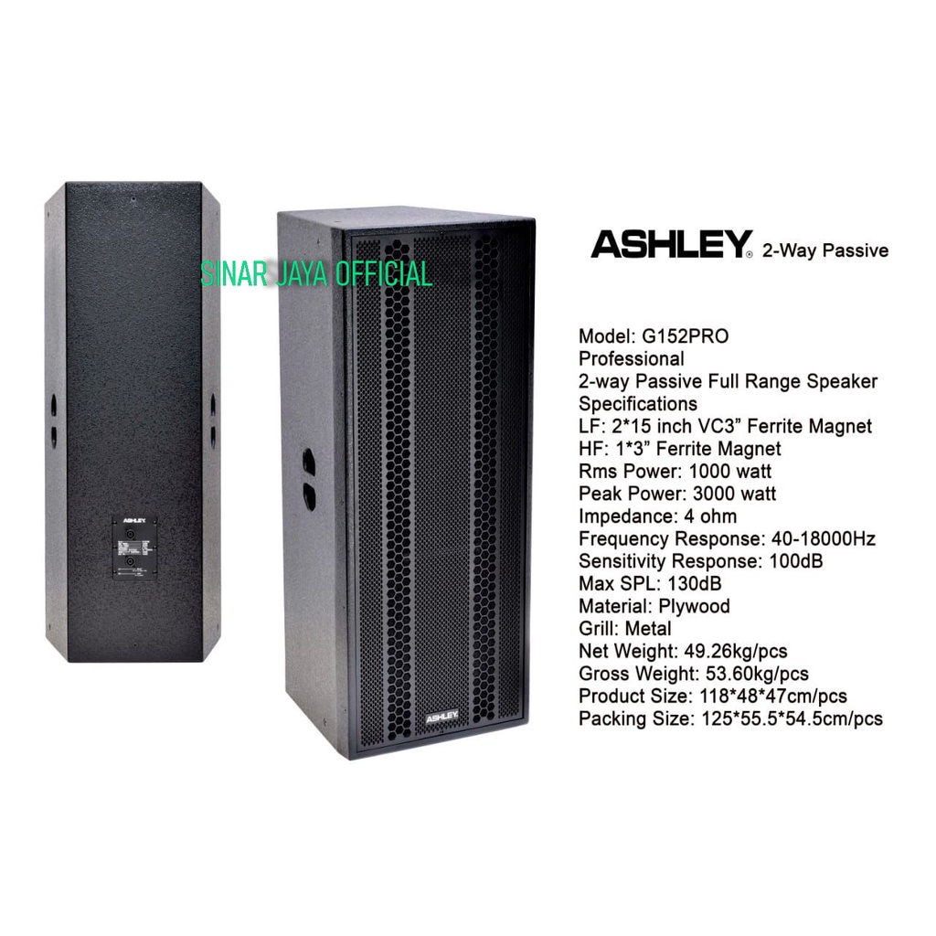 ASHLEY G152PRO. Speaker Passive 2 x 15 Inch 2 Way