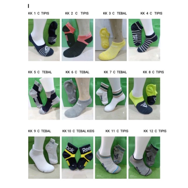 kaos kaki rebook original