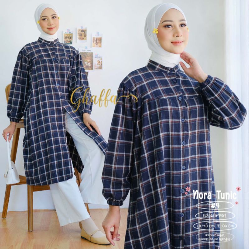 NORA TUNIC #4 BY GHAFFA THE LABEL / TUNIK WANITA MUSLIMAH / Flanel import kotak-kotak