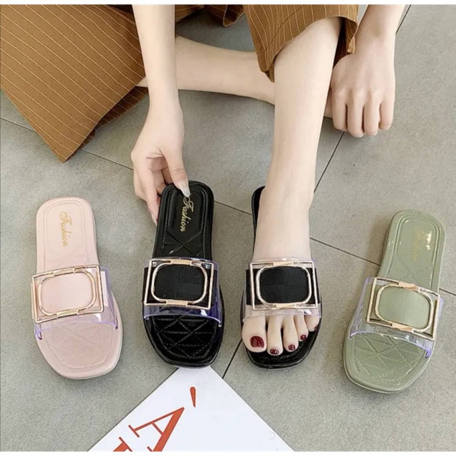 Sandal Flat Wanita Simple Kekinian Import Real Pict Tmall88