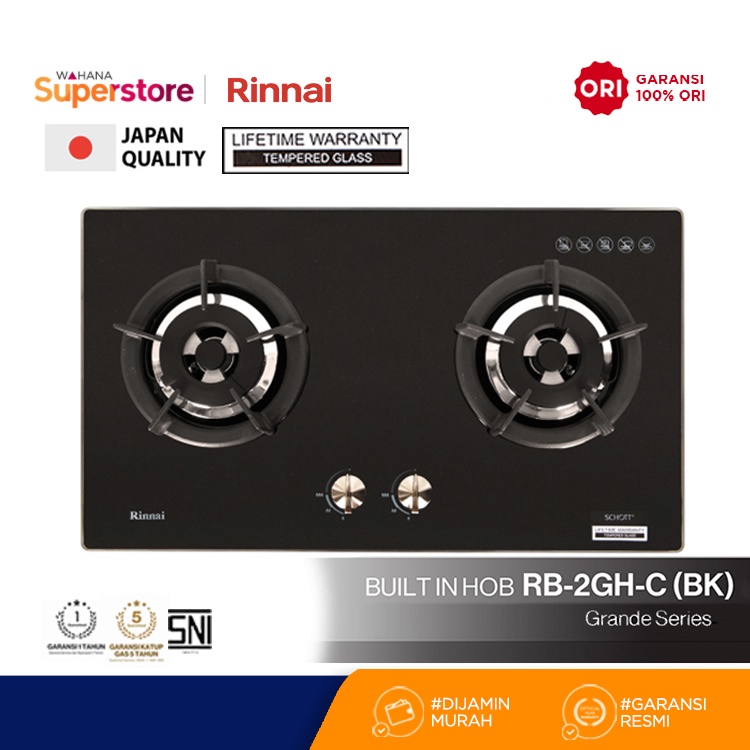 Rinnai Kompor Tanam 2 Tungku Grande - RB2GH BK