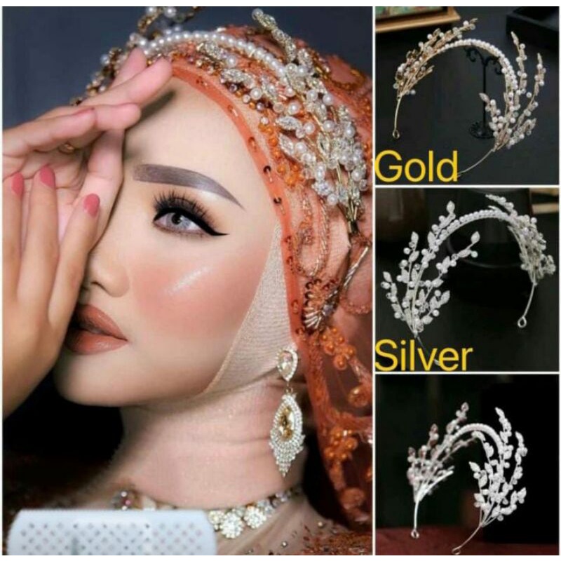 mahkota pengantin headpiece wedding bando wanita headpiece hijab full mata