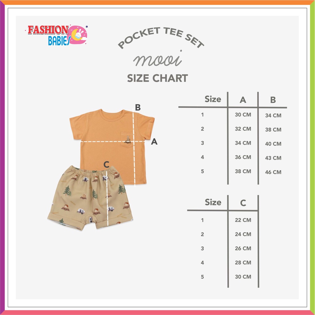 MOOI POCKET TEE SET | SETELAN ANAK CELANA PENDEK ❤ Fashionbabies ❤