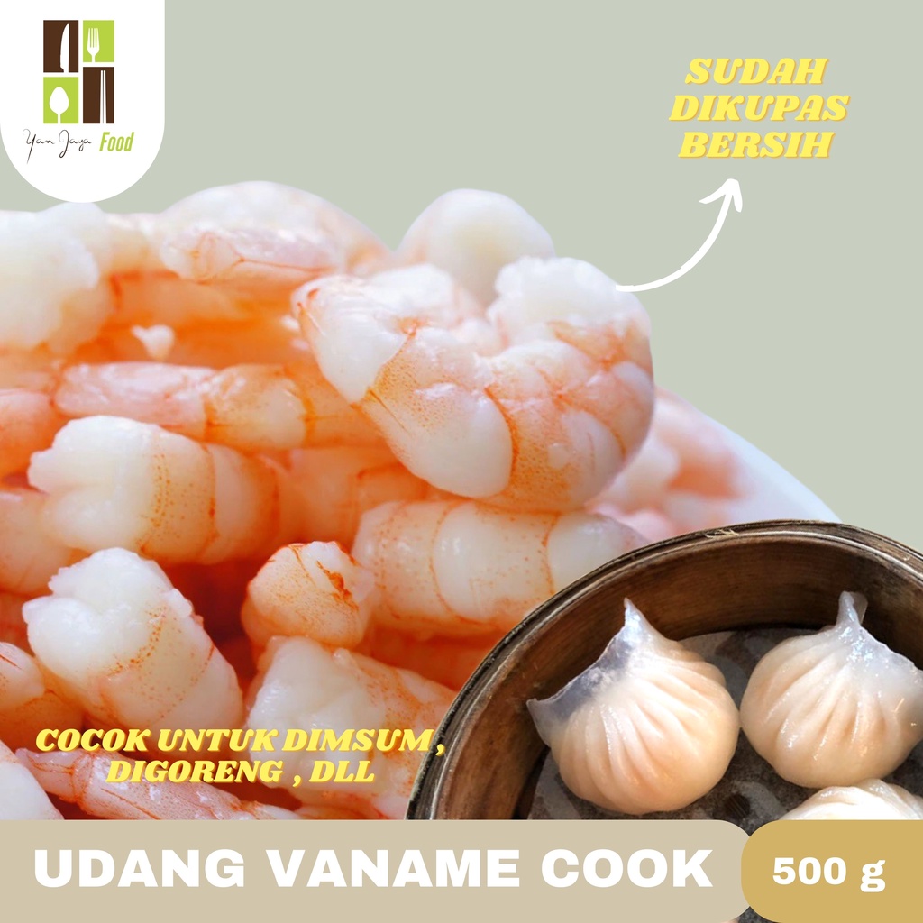 Udang Vaname Cook Udang Dimsum Kupas Bersih Cooked Vannamei Shrimp 500g