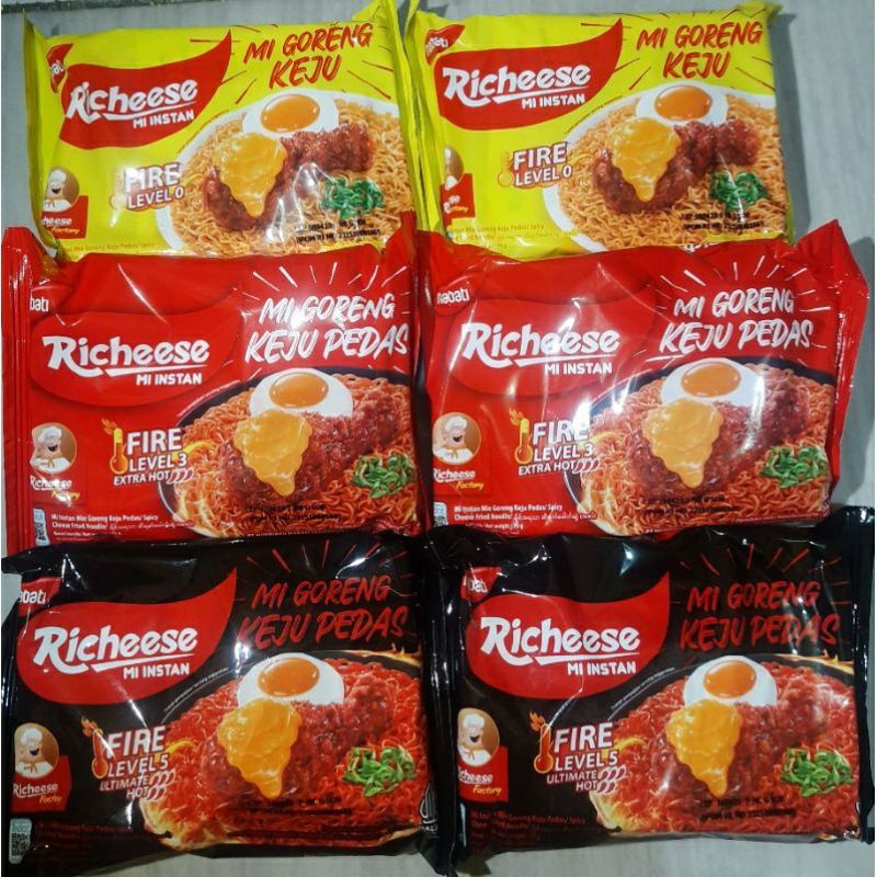 

MIE RICHEESE GORENG KEJU LEVEL 0, LEVEL 3&RAMEN