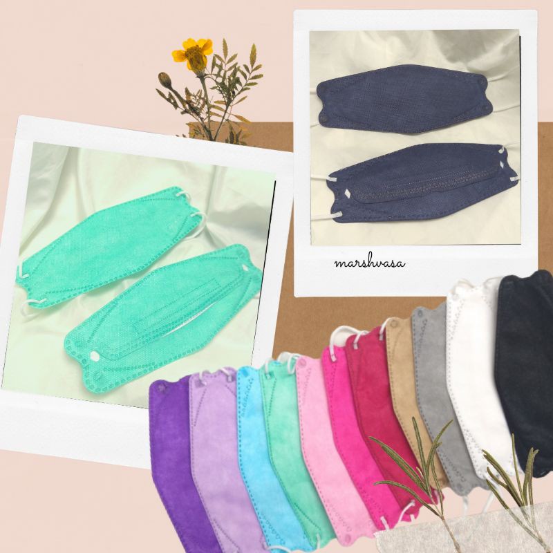 MASKER KF94 WARNA WARNI MIX PASTEL HITAM PUTIH CAMPUR TALI SENADA KOREA KOREAN EARLOOP 4 PLY  DEWASA