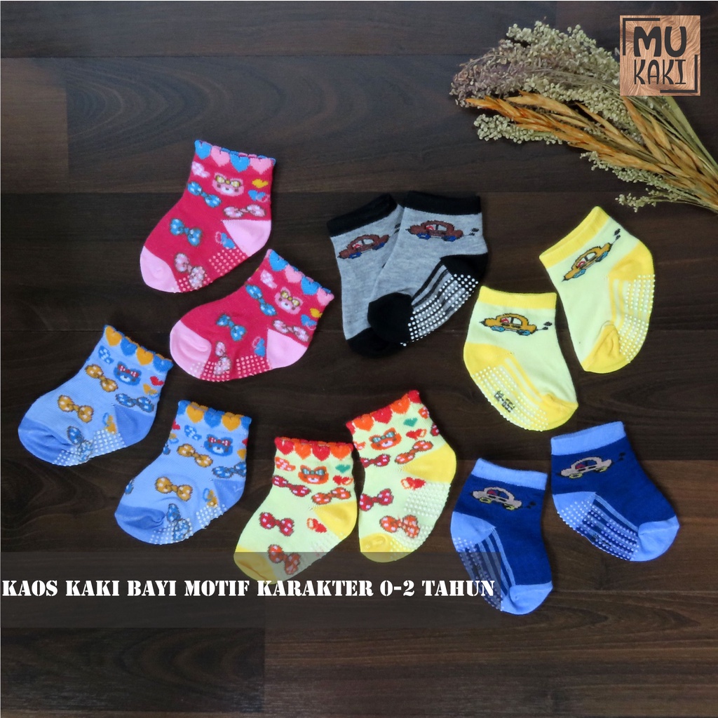 Paket Kaos Kaki Bayi Boneka Motif Karakter Mix 12pcs Mukaki