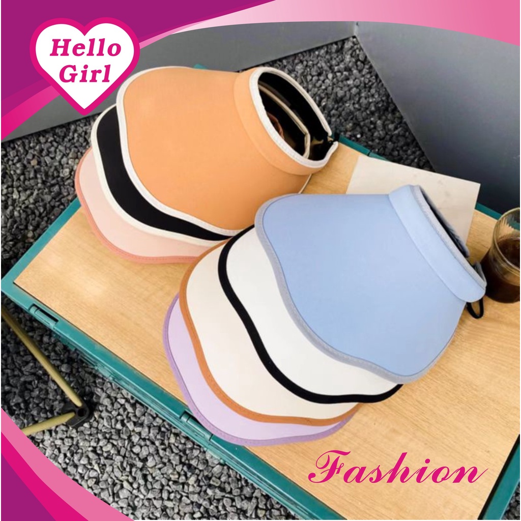 (Hello Girl) MZ24 Topi Visor Senam Wanita Summer ANTI UV Mulut Lebar Gaya Korea IMPORT