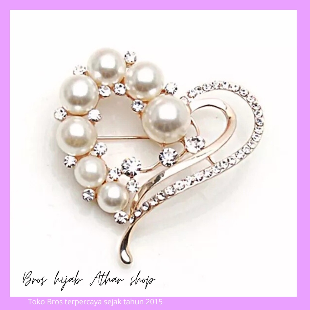 Bros Jilbab Love Hati Pin Hijab Heart Cinta Bunga Cat Eye Bross Permata Import Premium Brooch Wanita By Athar Shop