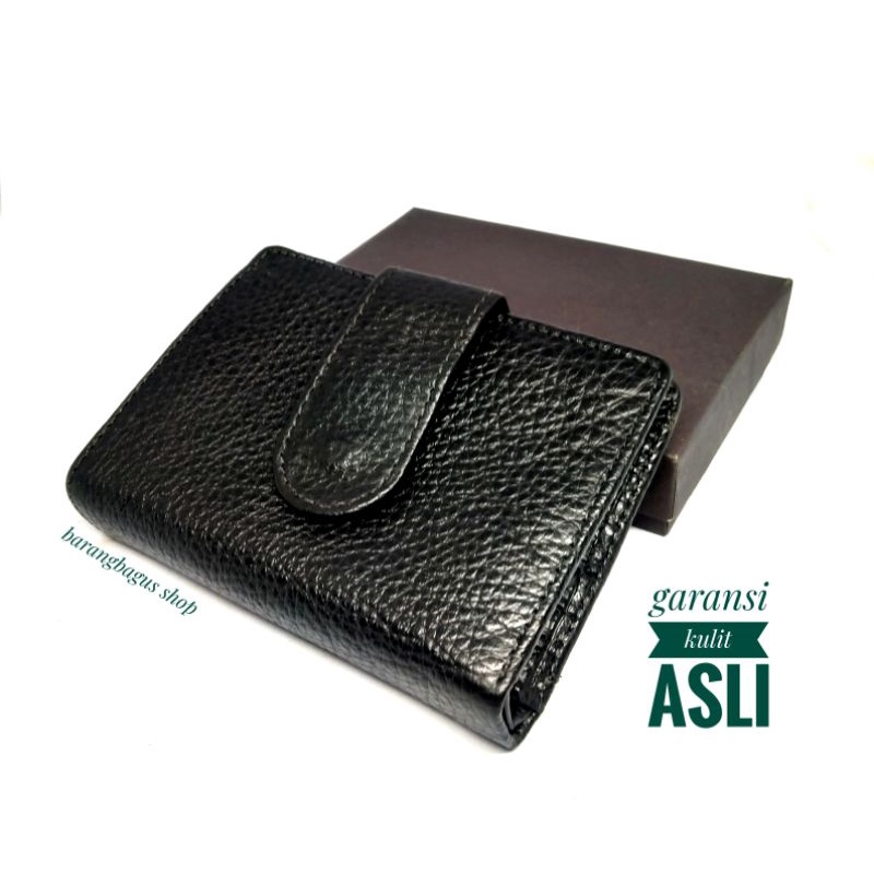 Dompet tempat kartu nama card holder kulit asli polos tanpa merk logo