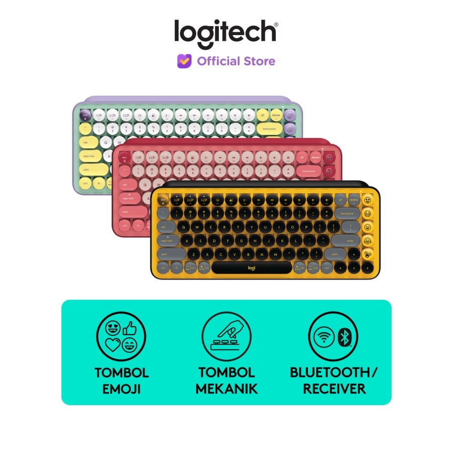 Logitech POP Keys Keyboard Wireless Mechanical Compact, Emoji Keys