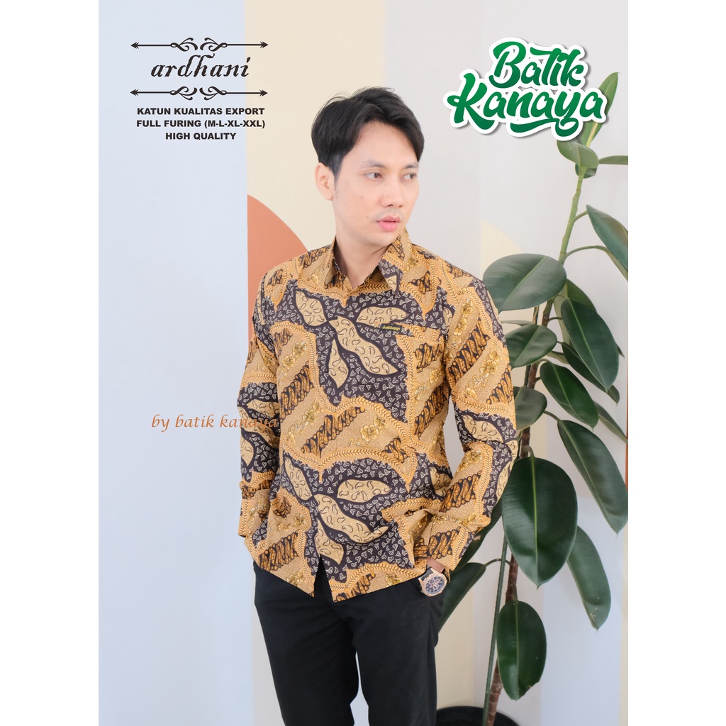 Kanaya - Baju Batik Pria Lengan Panjang Modern Full Furing Bahan Katun Kualitas Ekspor ARDHANI