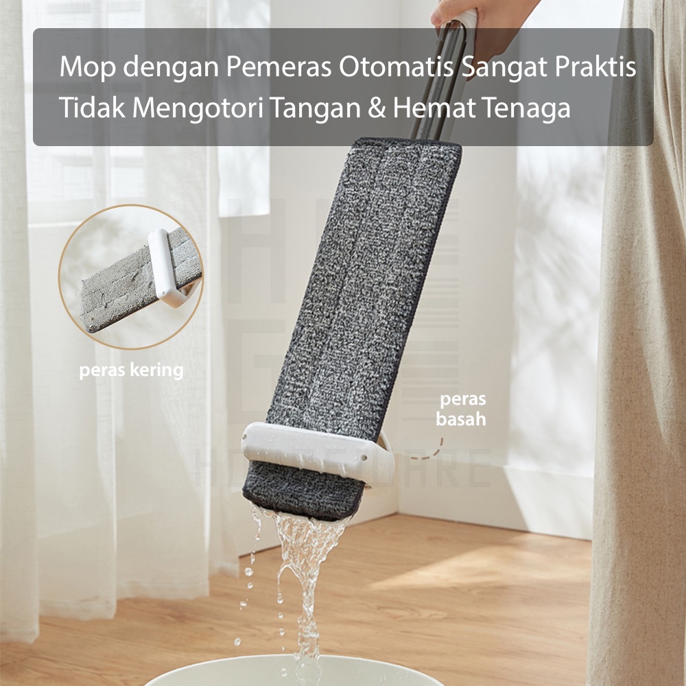 HUGO Alat Pel Lantai Ultra Mop Acline - Pel Lantai Tarik Putih Handsfree